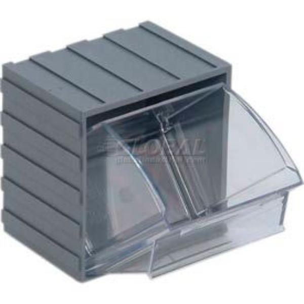 269422GY Tip-Out Interlocking Bin QTB406 - 3 Bins - 0.75 x 2.875 x 4 in. - Gray