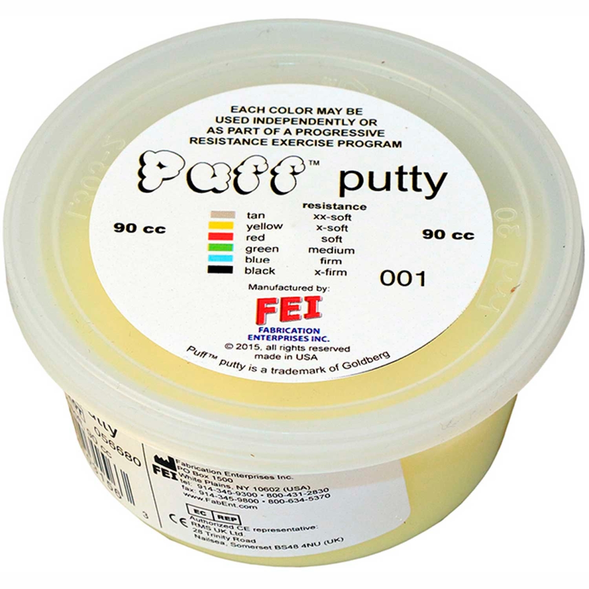 B2176868 Puff LiTE Color-Coded Exercise Putty - X-Soft - Yellow - 90cc