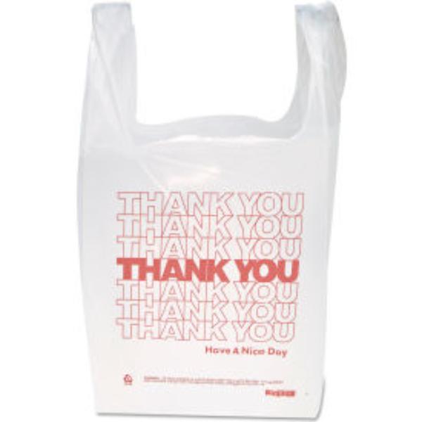 Picture of United Stationers Supply B1601405 Printed Thank You Bags with Handles - 11.5 x 21 in. - 12.5 Micron - White - Pack of 900