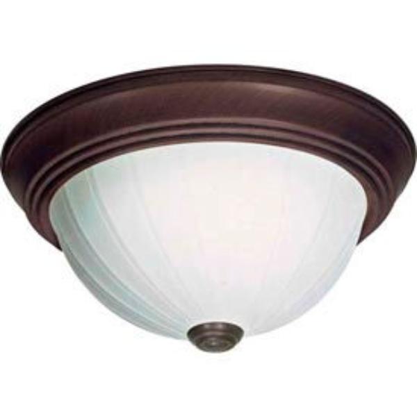 B439732 76-246 2 Light - 11 in. - Flush Mount - Frosted Melon Glass - Old Bronze