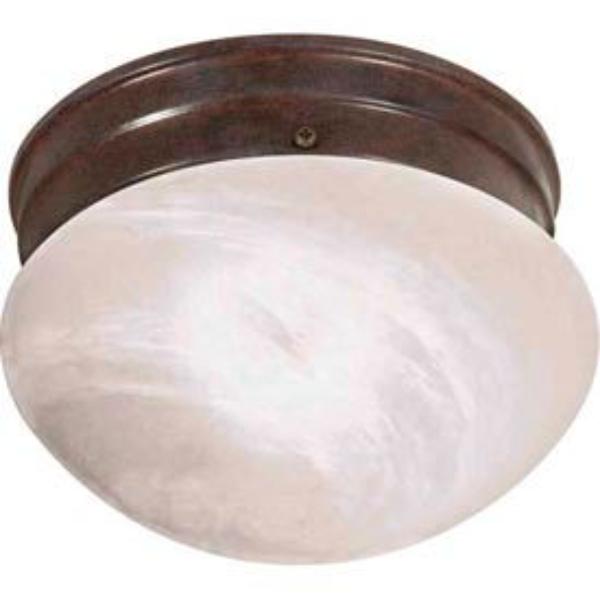 B439740 76-670 1 Light - 8 in. - Flush Mount - Small Alabaster Mushroom - Old Bronze
