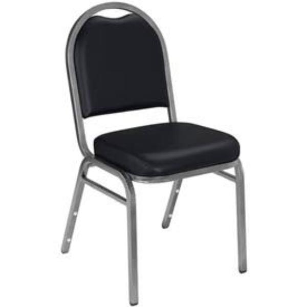 Picture of National Public Seating B449411 Banquet Stacking Chair - 2 in. Vinyl Seat - Dome Back - Black Seat with Silver Frame