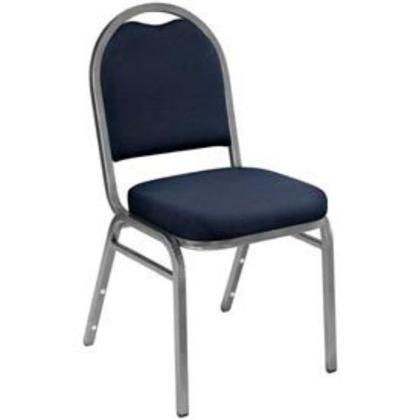Picture of National Public Seating B449413 Banquet Stacking Chair - 2 in. Fabric Seat - Dome Back - Blue Seat with Silver Frame