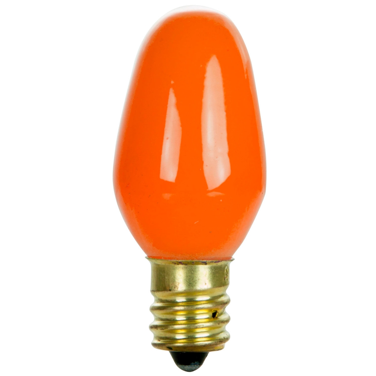 7C7 Incandescent Bulb, 7W, Candelabra E12 Base, C7 Small Night Light, Colored Bulb, Orange, 25PK
