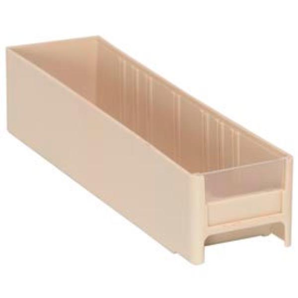 Interlocking Storage Bin, Polystyrene, Ivory, 2-1/2 in H, 2-3/4 in W, 11 in L