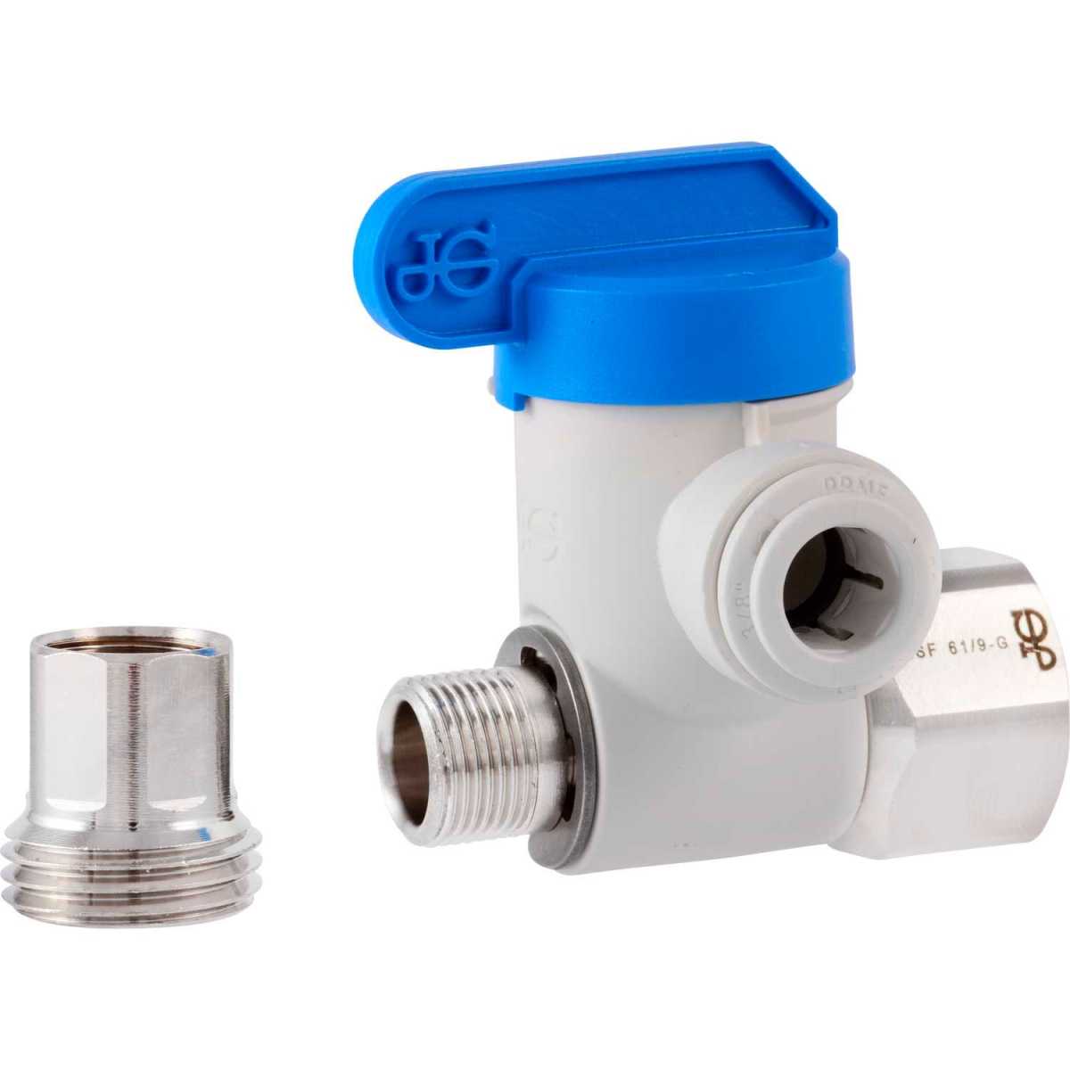 Reliance Worldwide B2334838 0.5 x 0.375 x 0.375 in. John Guest Polypropylene Angle Stop Adapter Valve - White