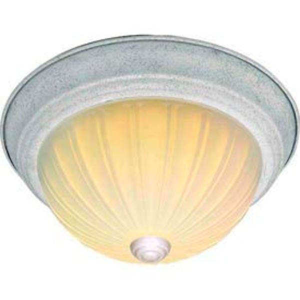 B439724 76-125 2 Light - 11 in. - Flush Mount - Frosted Melon Glass - Textured White