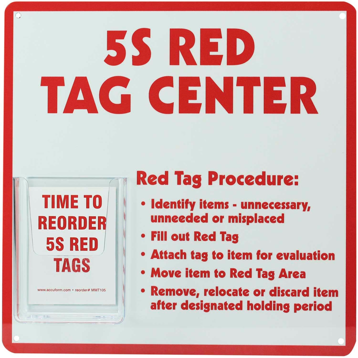 B2304680 TAC812 5S Red Tag Center - Aluminum - 12 x 12 in.