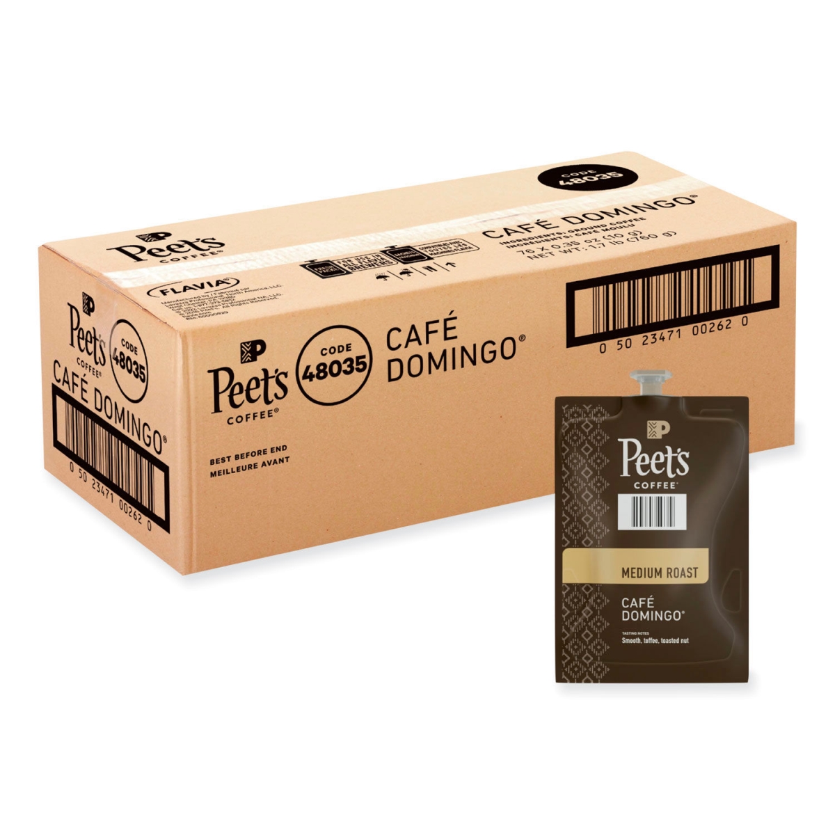 Picture of United Stationers Supply B3165158 Peets Coffee & Tea Flavia Cafe Domingo Blend Ground Coffee - 0.35 oz Pouch - Pack of 76