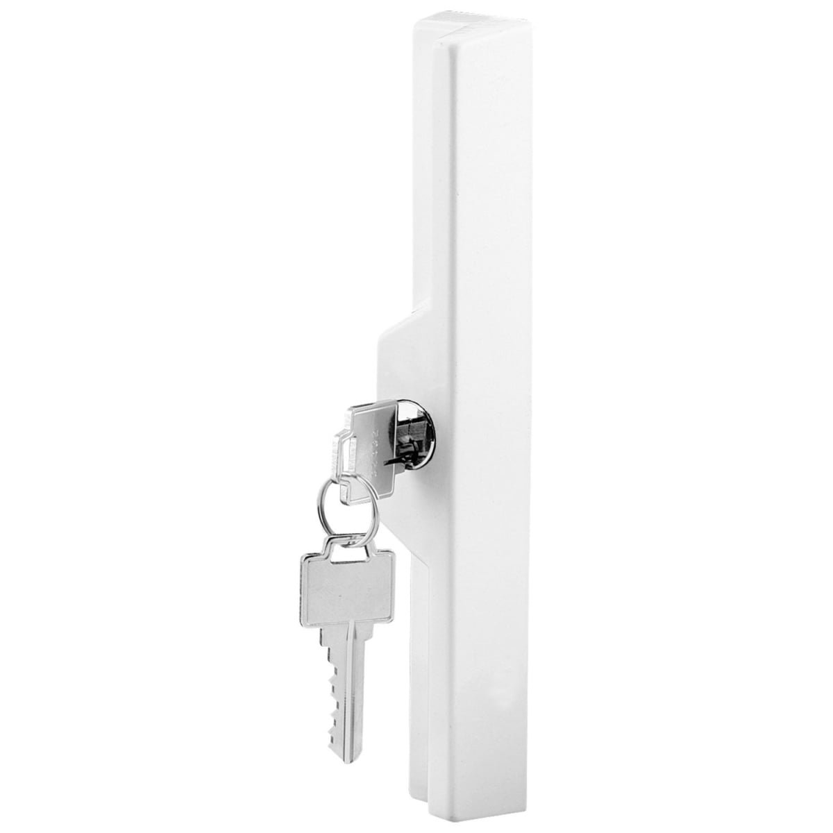 Sliding Door Pull with Key - White - 7.25 in - Versatile Locking Unit