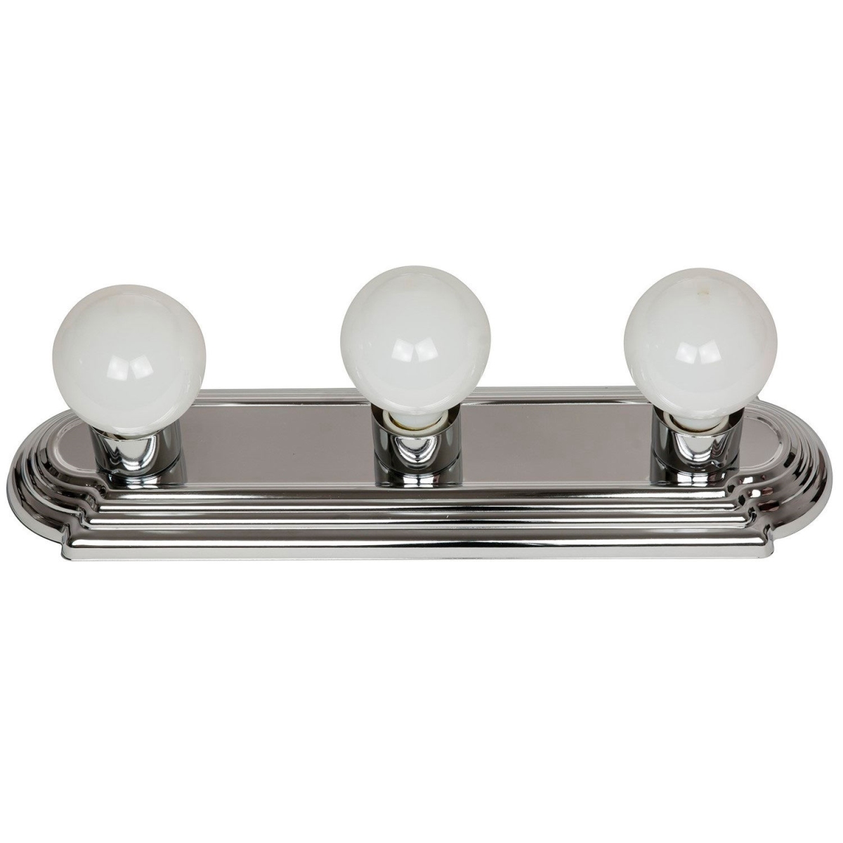 Art Deco Style Chrome Vanity Light Fixture, 18-Inch, 3 Medium Base Sockets, Dimmable