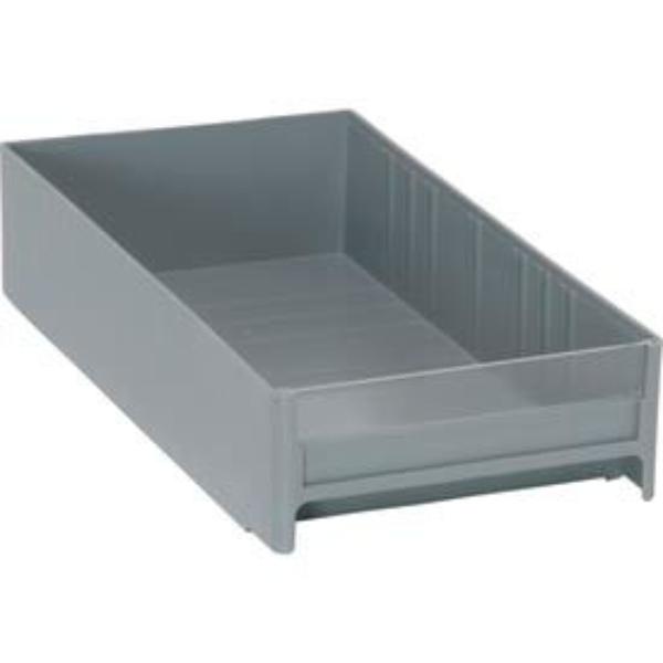 Interlocking Storage Bin, Polystyrene, Gray, 2-1/2 in H, 5-5/8 in W, 11 in L