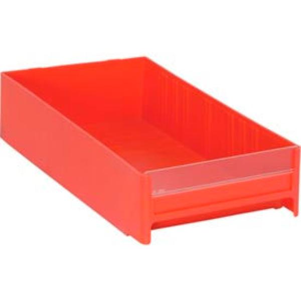 Interlocking Storage Bin, Polystyrene, Red, 2-1/2 in H, 5-5/8 in W, 11 in L