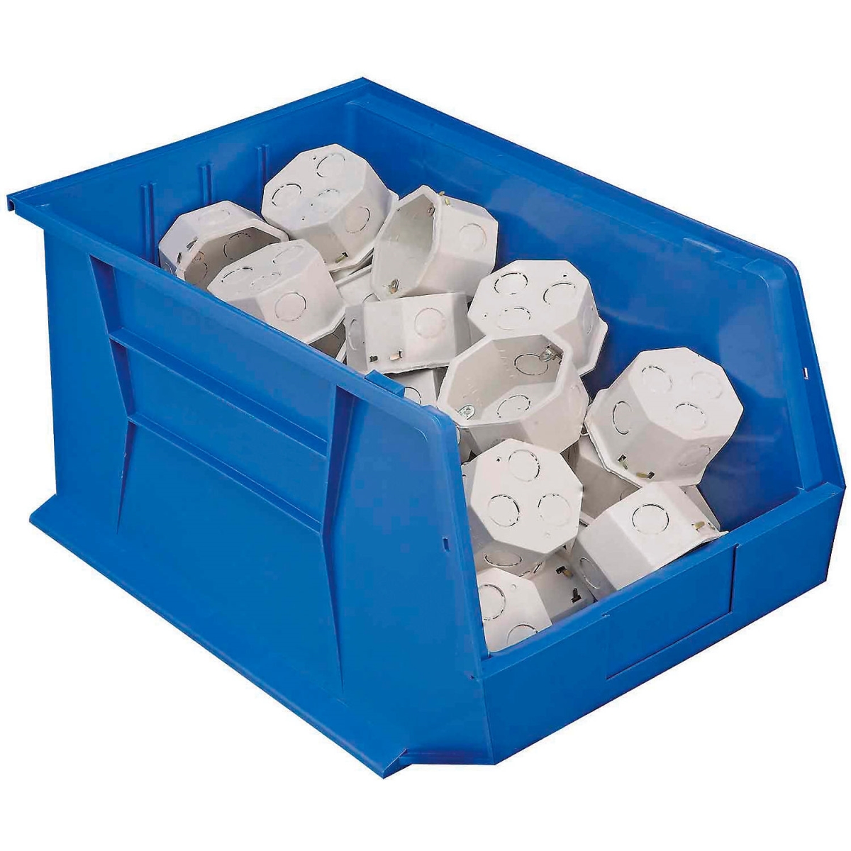 Global Industrial 4271918 Plastic Hang & Stack Bin, Blue - 18 x 11 x 10 in.