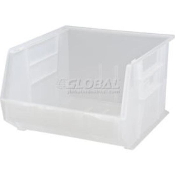 Global Industrial 1272000 Plastic Hang & Stack Bin, Clear - 18 x 16.5 x 11 in.
