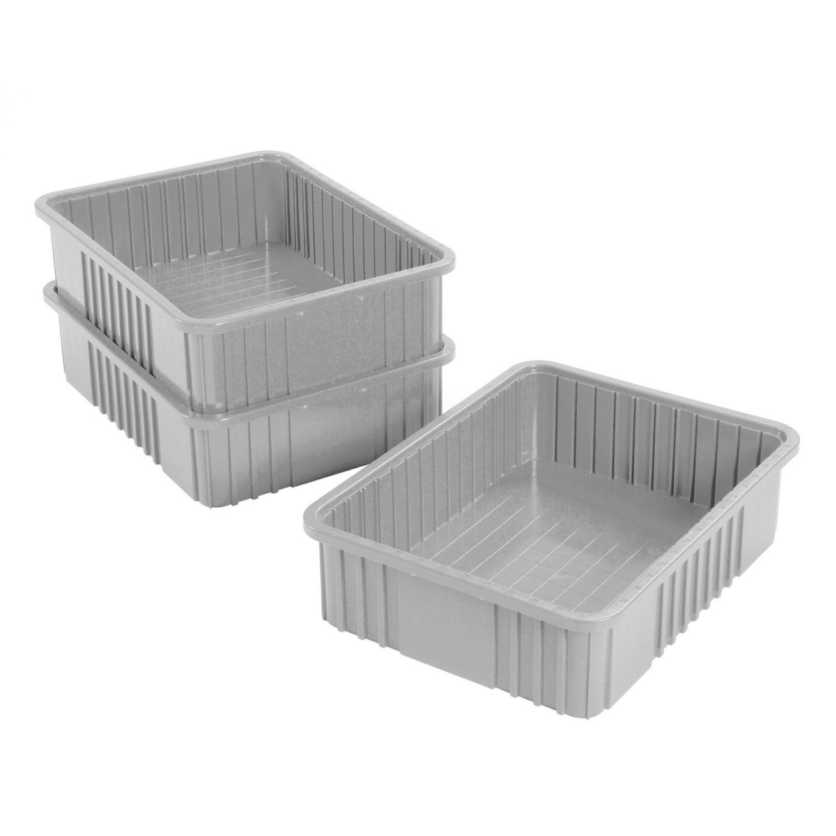 Global Industrial 334106GY Plastic Dividable Grid Container - 22.5 x 17.5 x 6 in. - Gray