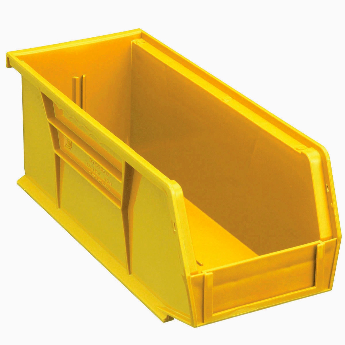 Global Industrial SB4104Y Plastic Hang & Stack Bin, Yellow - 10.875 x 4.125 x 4 in.