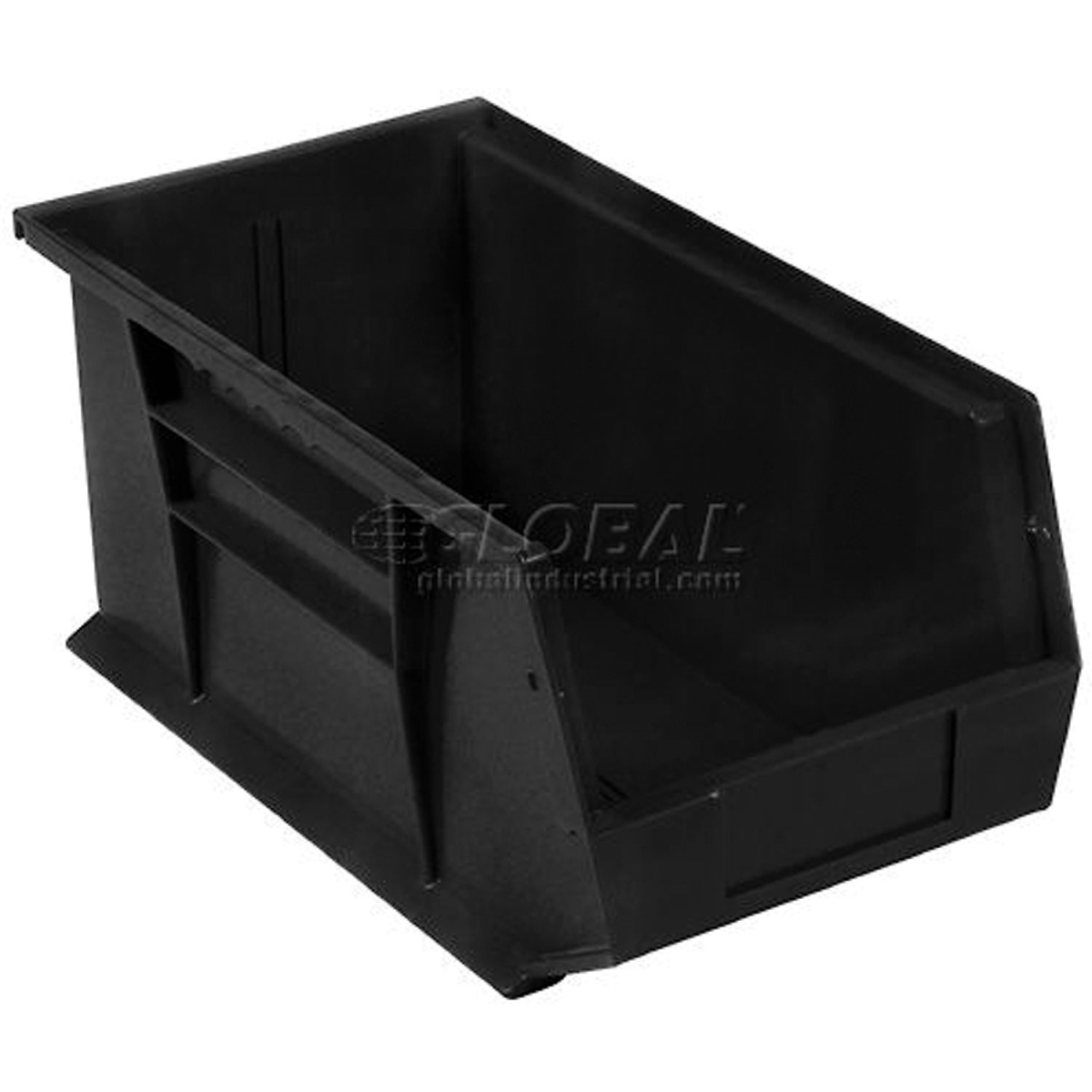 Global Industrial SB5145BK Plastic Hang & Stack Bin, Black - 14.75 x 5.5 x 5 in.