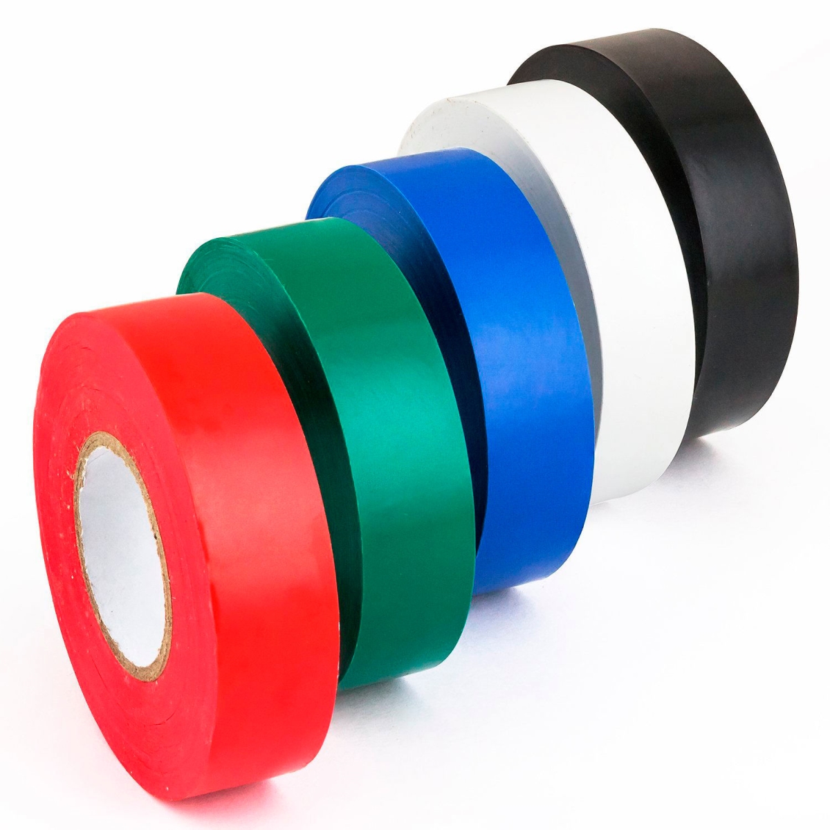 Electrical Tape, Flame Retardant Vinyl Weather-Resistant 6 Ft Long Black White Blue Green Red, 5PK