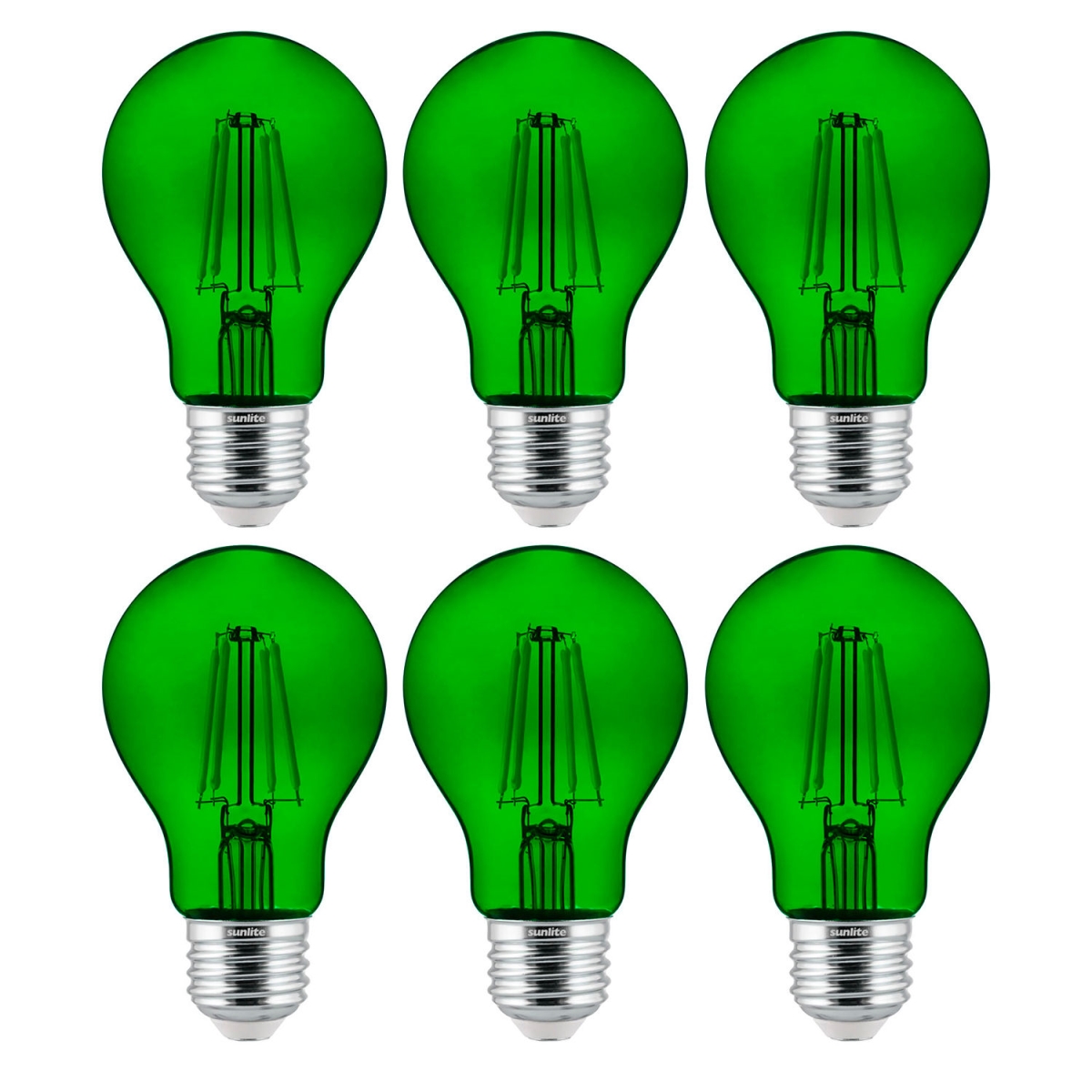 LED Filament A19 60W Equivalent Colored Transparent Dimmable Orange Light Bulb, 6PK