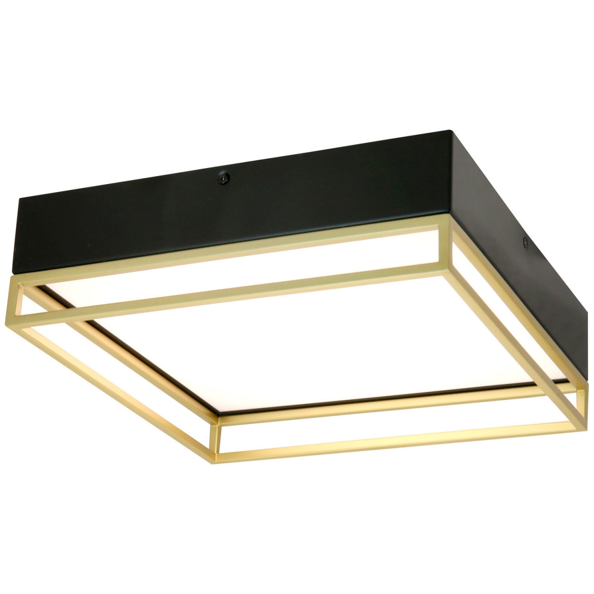 B3166493 Sunlite LED Double Square Decorative Light Fixture - 20W - 30-40-50K - 120V - 13 in. - Black & Gold
