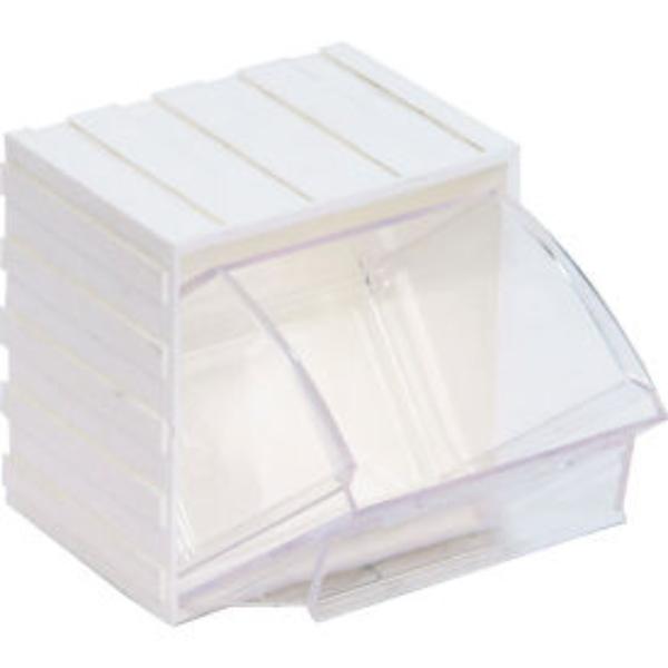 Interlocking Tip Out Bin - White - 3.75 x 2.875 x 4 in. - Durable Plastic