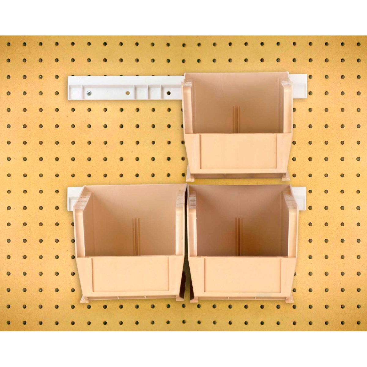 B1398829 Hang & Stack Bins with 2 Rails & 4 Bins - 10.875 x 5.5 x 5 in. - Ivory -Polypropylene