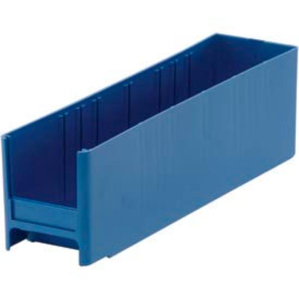 Interlocking Storage Bin, Polystyrene, Blue, 3-5/16 in H, 2-3/4 in W, 11 in L
