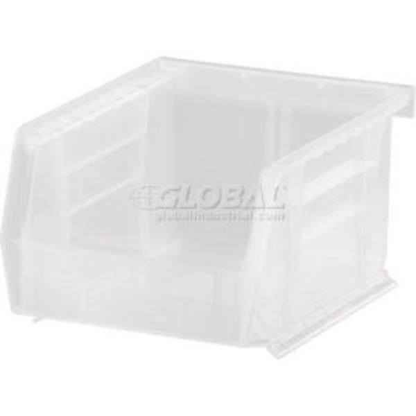 Global Industrial 1268900 Plastic Hang & Stack Bin, Clear - 5.375 x 4.125 x 3 in.