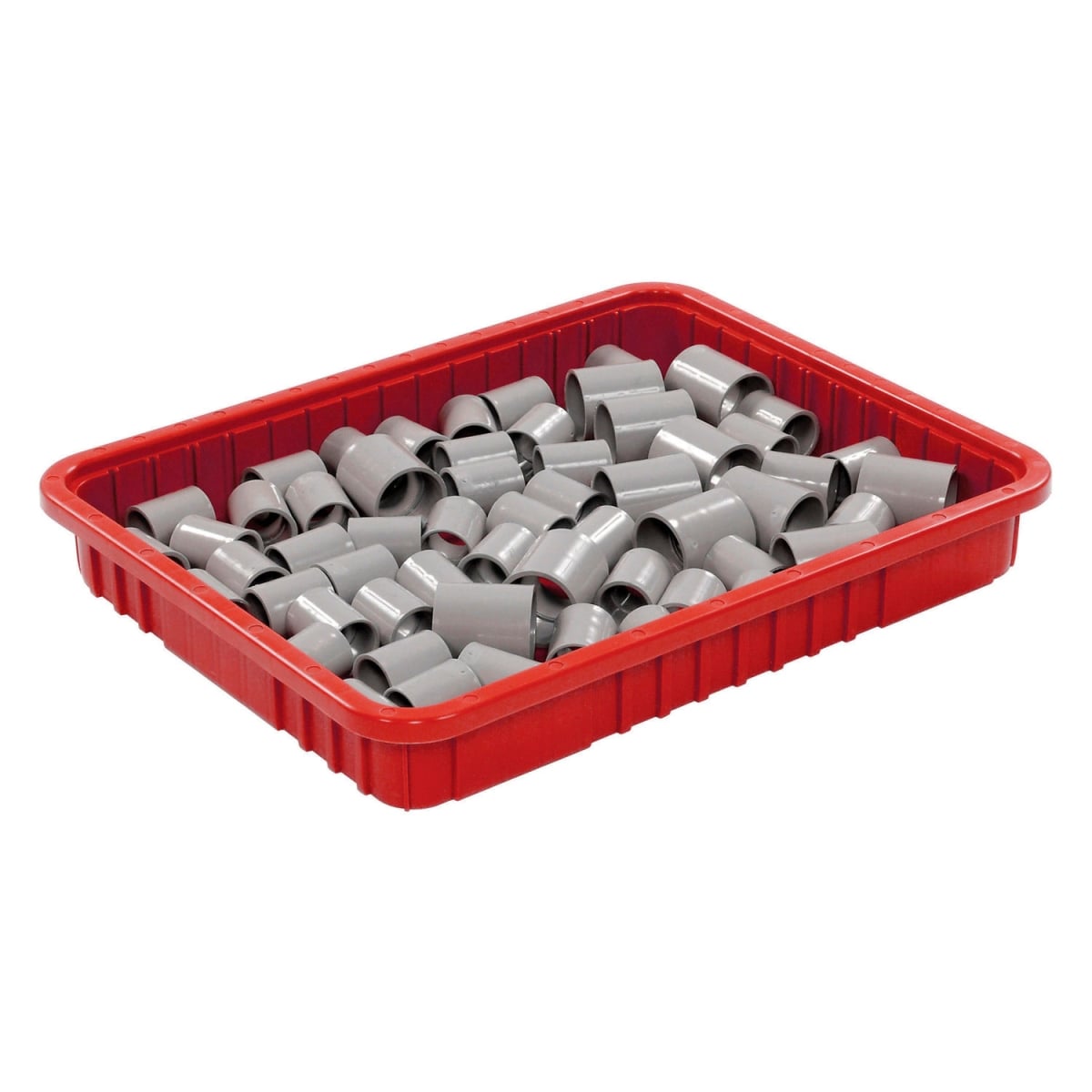 Global Industrial 4494802 Plastic Dividable Grid Container, Red - 22.5 x 17.5 x 3 in.