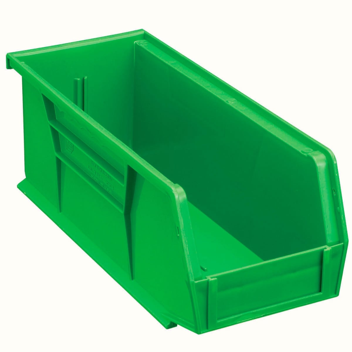 Global Industrial SB4104G Plastic Hang & Stack Bin, Green - 10.875 x 4.125 x 4 in.
