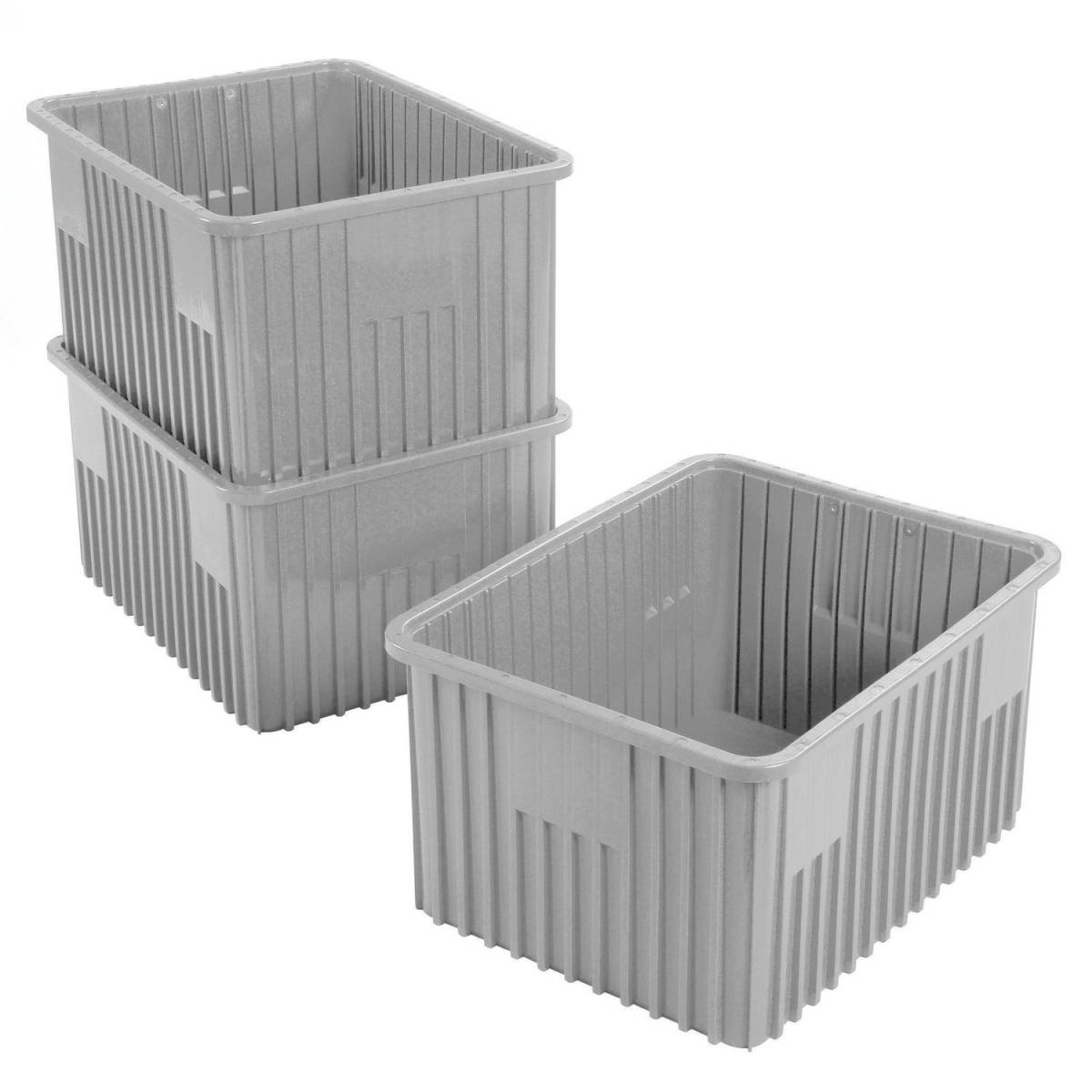 Plastic Dividable Grid Container, Gray - 22.5 x 17.5 x 12 in.