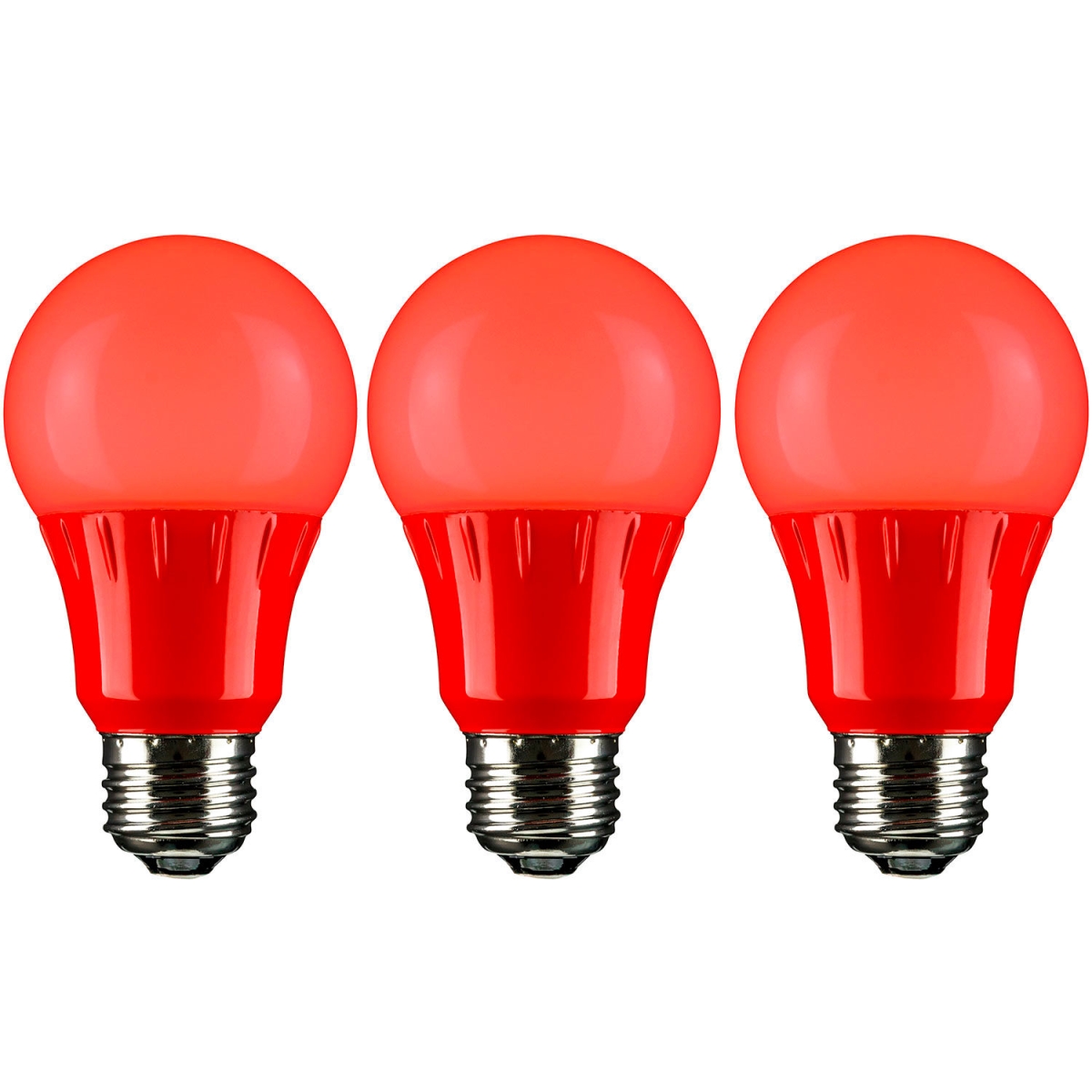 B3167103 Sunlite LED A19 Colored Light Bulb - E26 Base - 3W - 100 Lumens - Red - Pack of 3