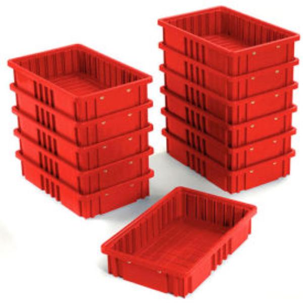 Global Industrial 334102RD Plastic Dividable Grid Container - 16.5 x 10.875 x 3.5 in. - Red