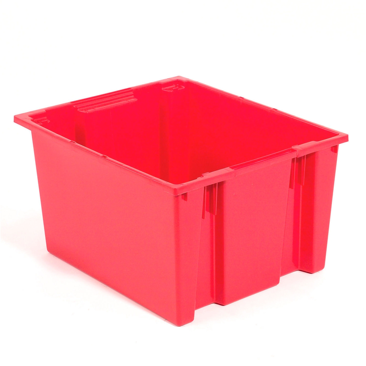 Global Industrial 5250202 Plastic Stack & Nest Storage Container No Lid - 23.5 x 19.5 x 13 in. - Red