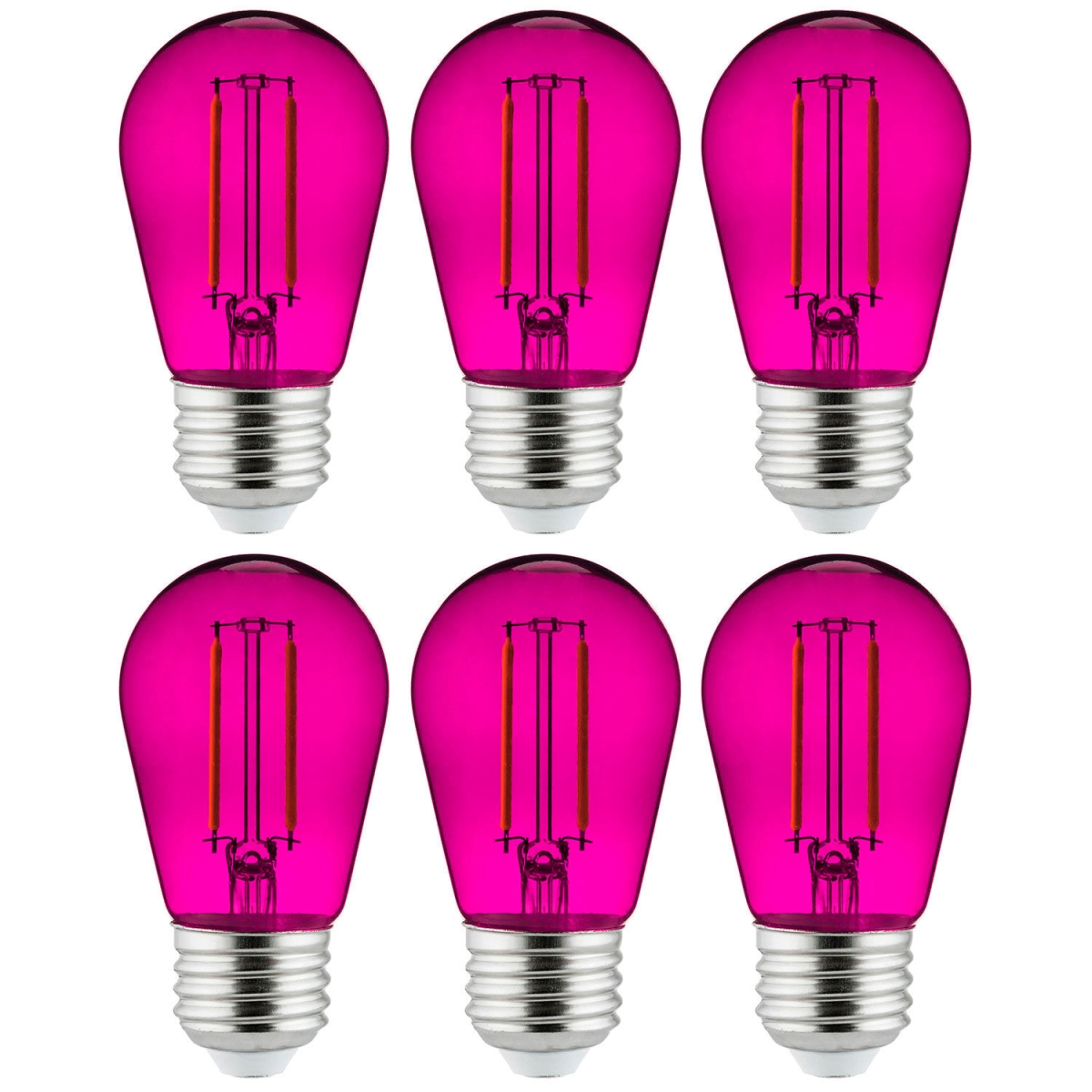 B3166888 Sunlite LED S14 Colored String Filament Light Bulb - E26 Base - 2W - Transparent Purple - Pack of 6