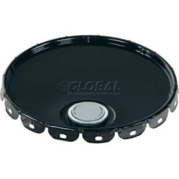 987438 5 gal Spout-Top Lug Cover Lid LID-STL-S for Open Head Steel Pails - Black