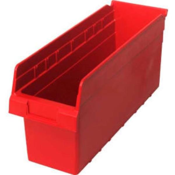 Plastic Nesting Shelf Bin QSB804 - Red - 6.625 x 17.875 x 8 in. - High Capacity