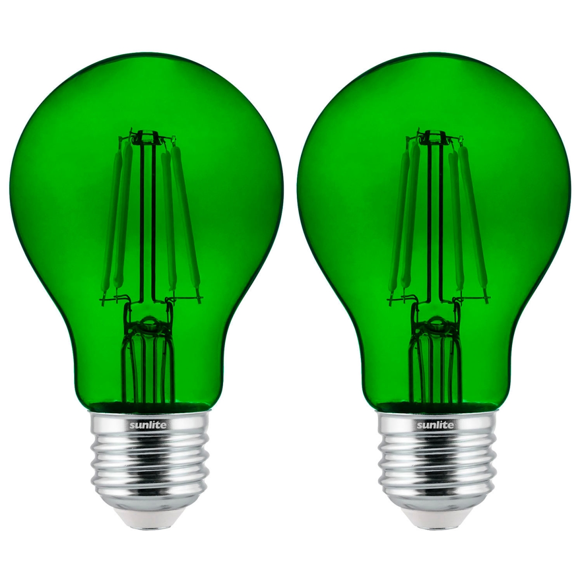 B3166896 Sunlite LED A19 Colored Filament Light Bulb - E26 Base - 4.5W - 130 Lumens - Green - Pack of 2