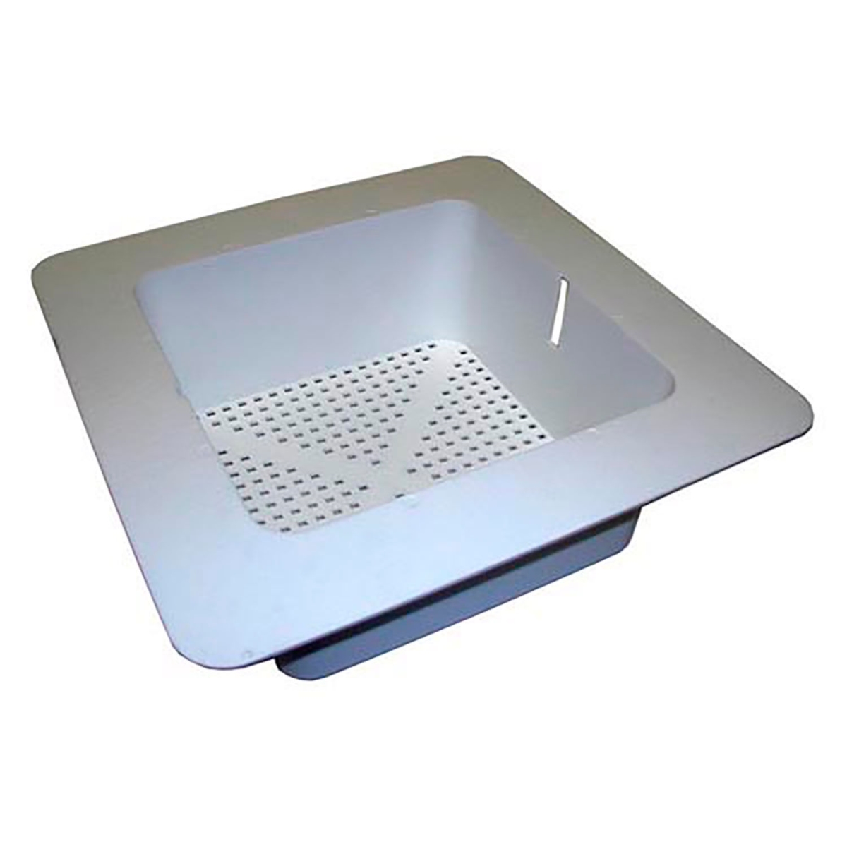 Flanged Plastic Floor Drain Strainer - White - 8.5 x 8.5 in. - 0.187 in. Holes