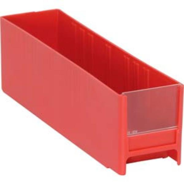 Interlocking Storage Bin, Polystyrene, Red, 3-5/16 in H, 2-3/4 in W, 11 in L
