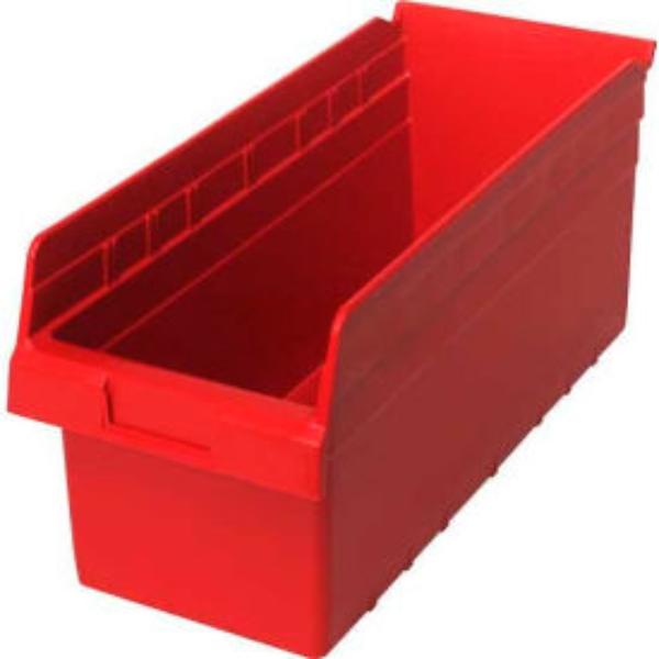 Plastic Nesting Shelf Bin QSB808 - Red - 8.375 x 17.875 x 8 in. - Durable Design