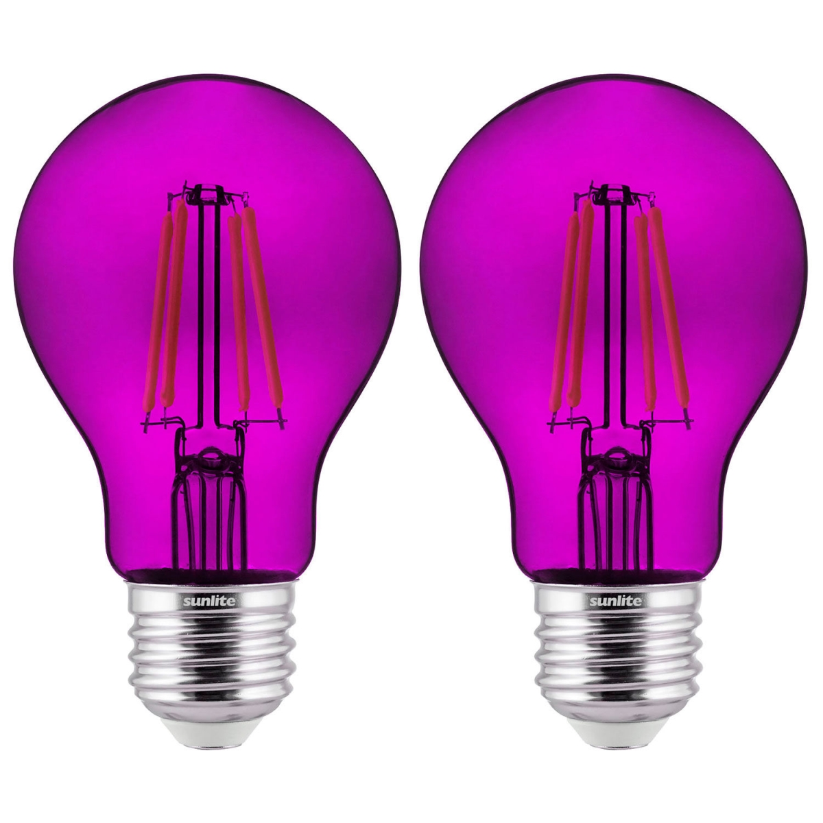B3166889 Sunlite LED A19 Colored Filament Light Bulb - E26 Base - 4.5W - 83 Lumens - Purple - Pack of 2
