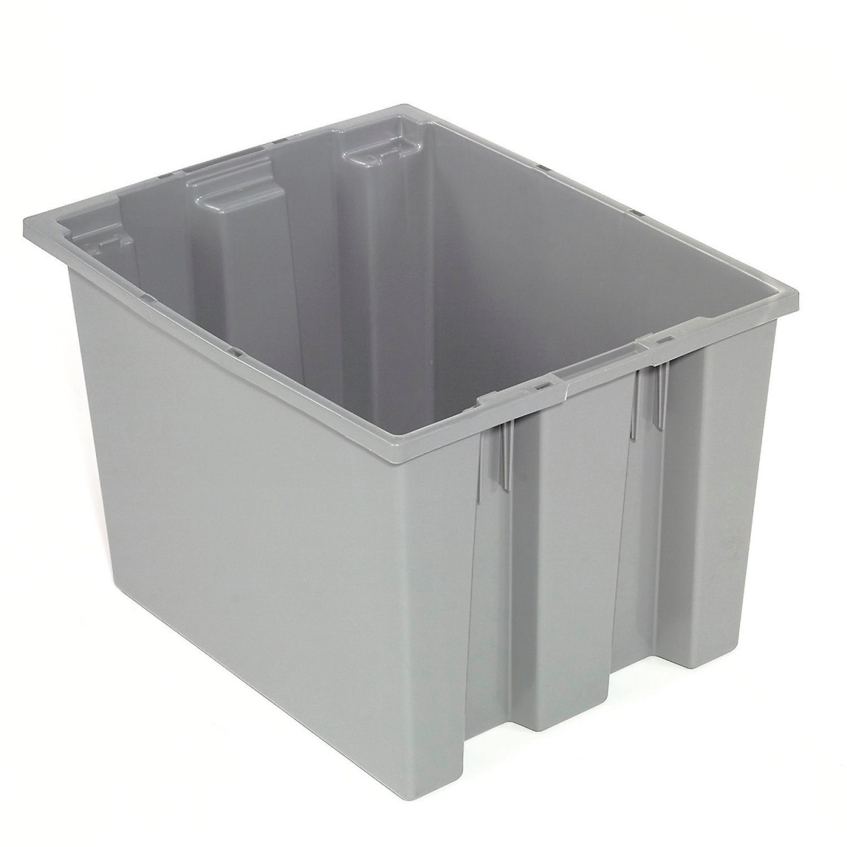 Global Industrial 5248527 Plastic Stack & Nest Storage Container No Lid - 19.5 x 15.5 x 13 in. - Gray
