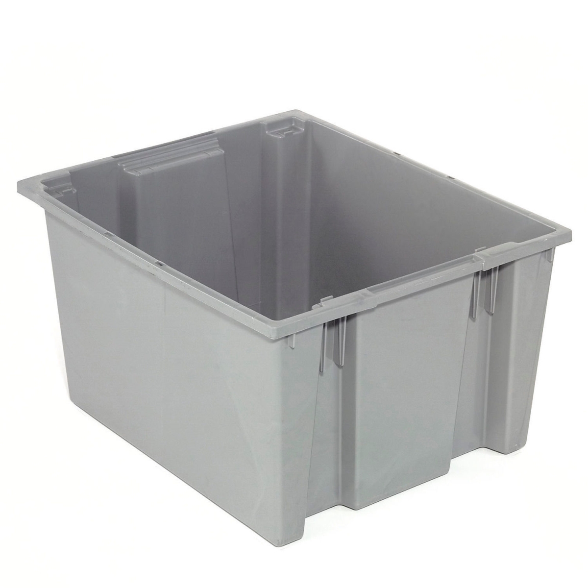 Global Industrial 5249827 Plastic Stack & Nest Storage Container No Lid - 23.5 x 19.5 x 10 in. - Gray