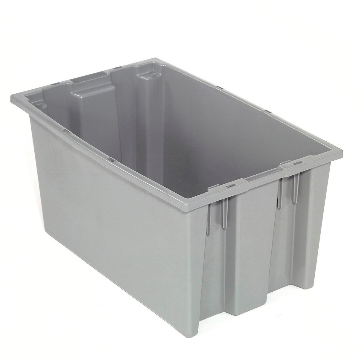 Global Industrial 5242127 Plastic Stack & Nest Storage Container No Lid - 18 x 11 x 6 in. - Gray