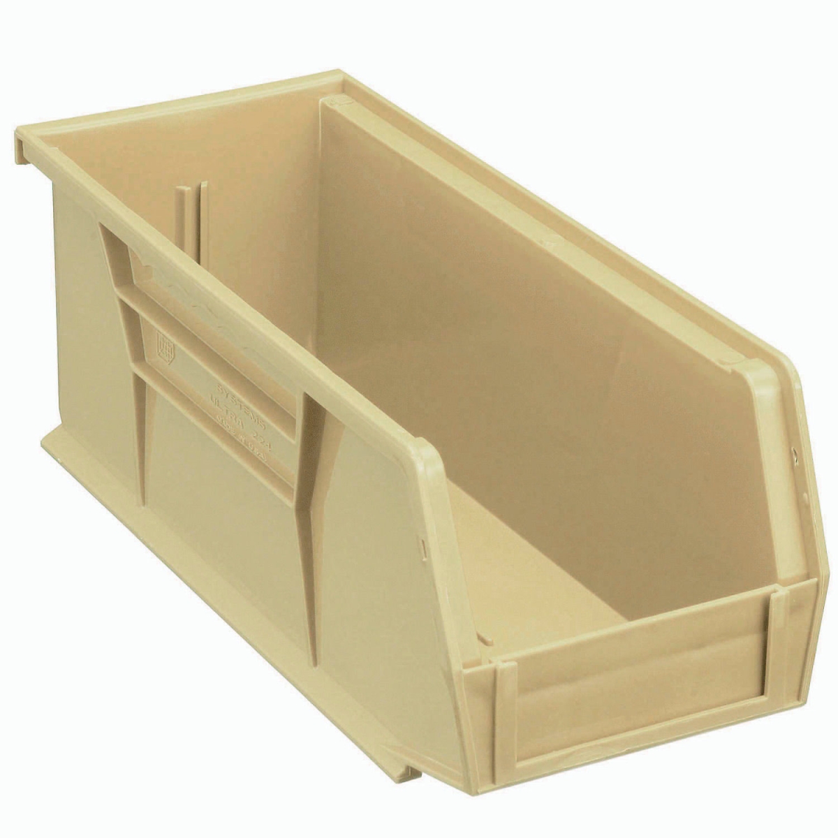 Global Industrial SB4104BG Plastic Hang & Stack Bin, Beige - 10.875 x 4.125 x 4 in.