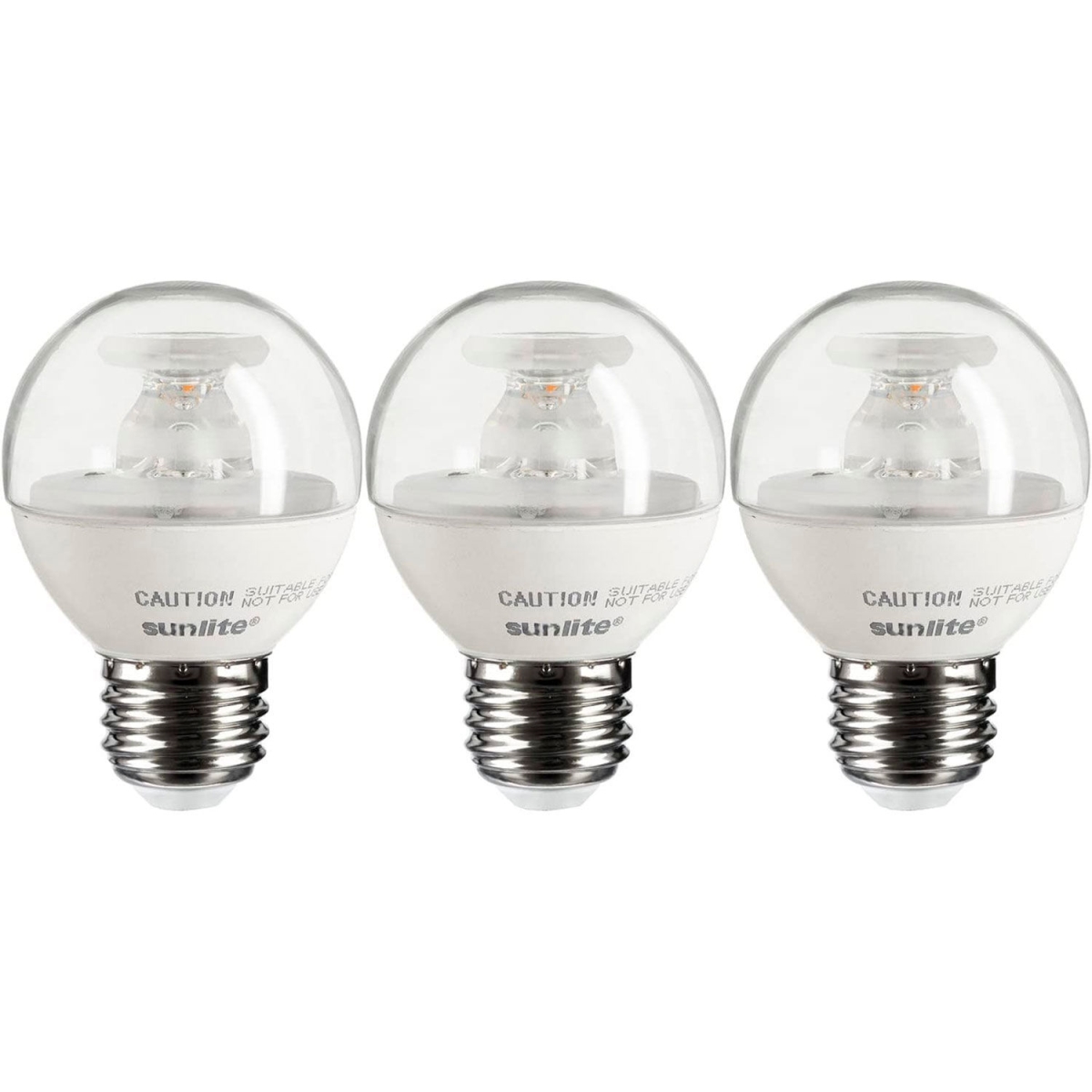 B3166843 Sunlite LED G16 Clear Globe Light Bulb - E26 Base - 5W - 350 Lumens - 2700K - Warm White - Pack of 3