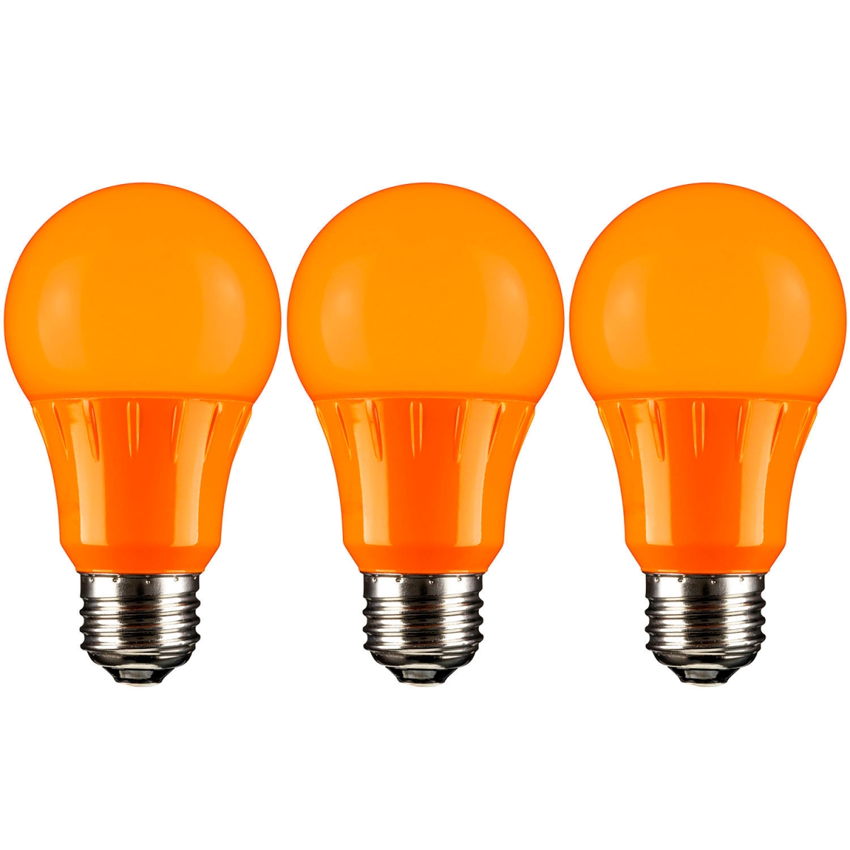 LED A19 Colored Light Bulb, 3 Watts 25w Equivalent, E26 Medium Base, Non-Dimmable, Orange, 3PK