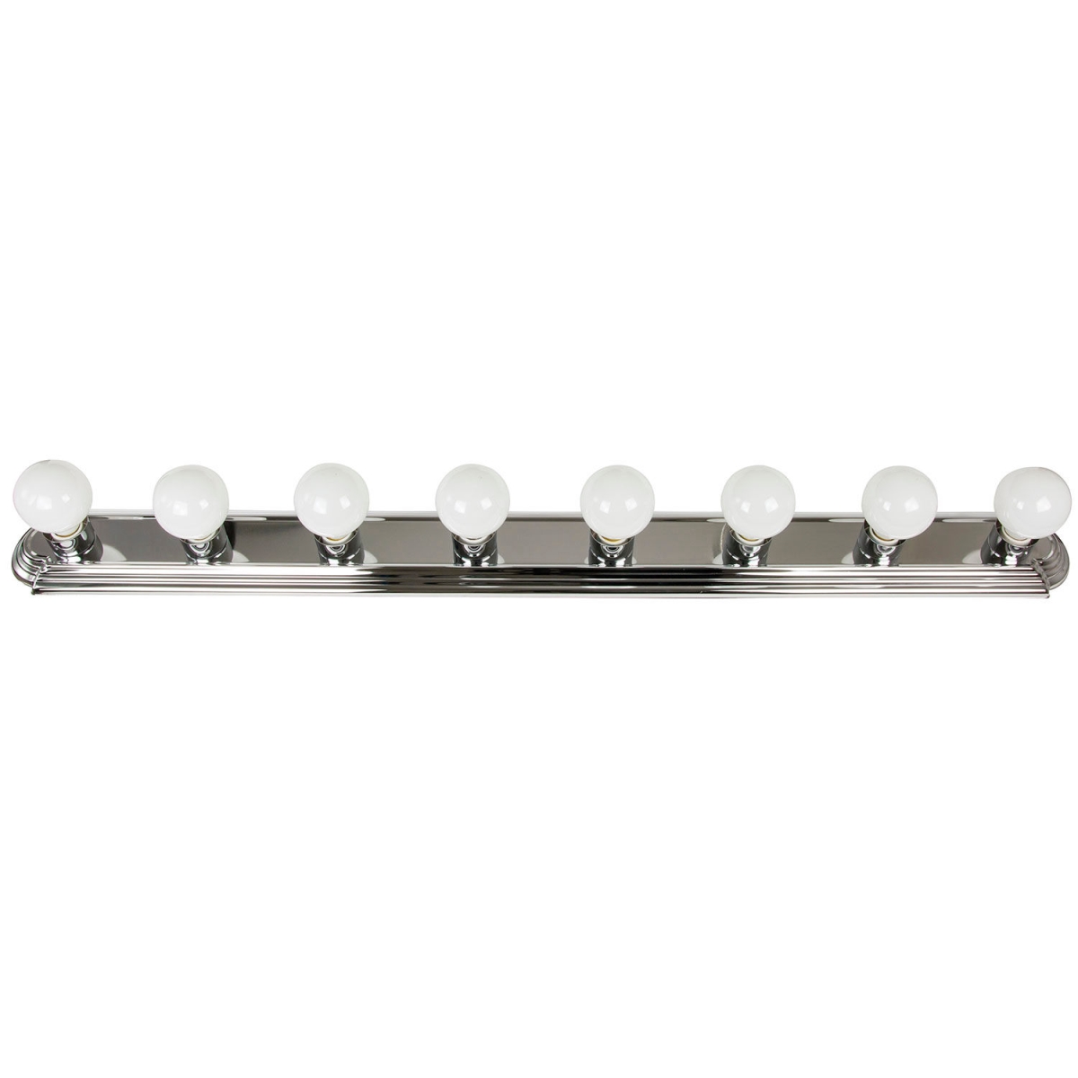 Art Deco Style Chrome Vanity Light Fixture, 48-Inch, 8 Medium Base Sockets, Dimmable